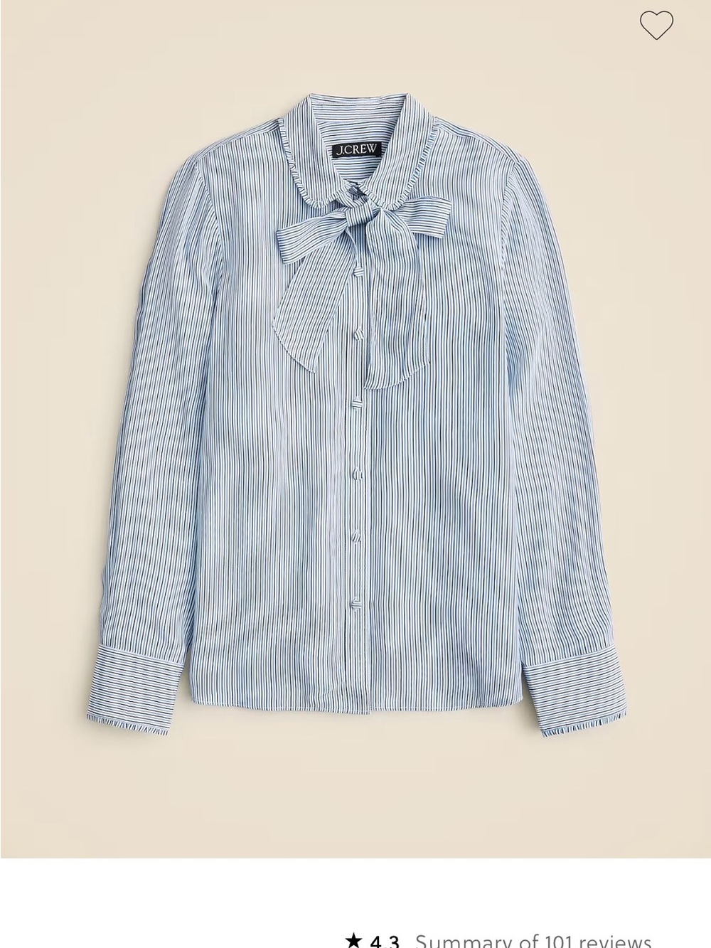 J. Crew Blue and White Striped Bow Tie Blouse